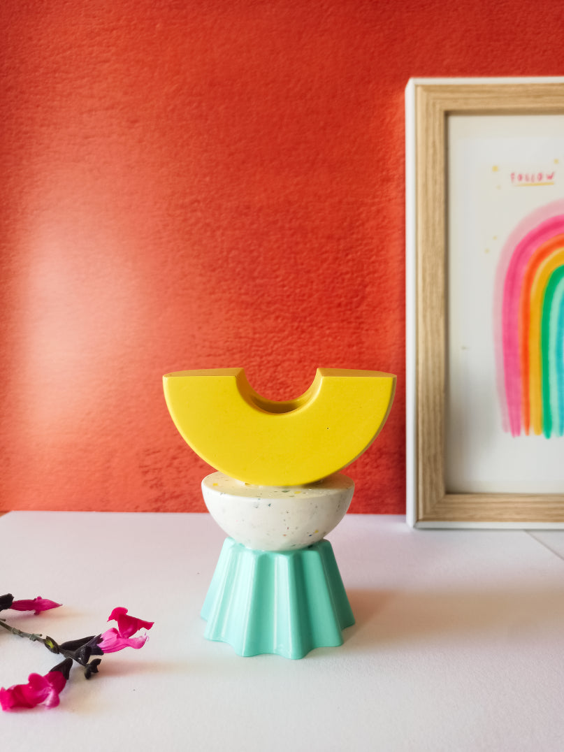 Bougeoir Barnabé – Déco colorée en Jesmonite (pièces empilées)