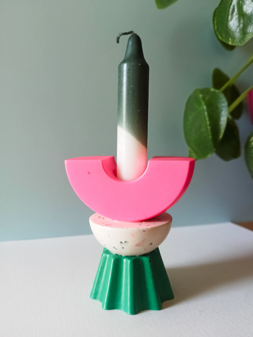 Bougeoir Barnabé – Déco colorée en Jesmonite (pièces empilées)