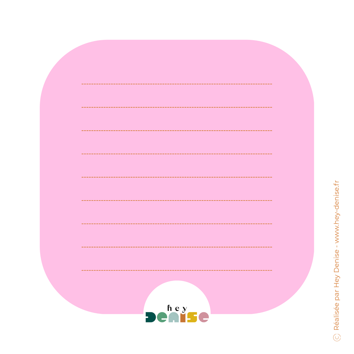 visuel verso carte postale, rose avec lignes oranges, logo hey denise, collection paper pop